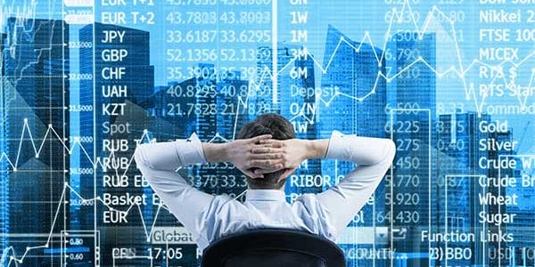 Trader examining market prices board